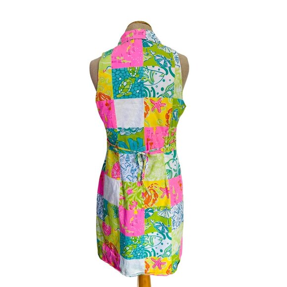 Vintage Lilly Pulitzer Womens Sz 10 Patchwork Sleeveless Collared Dress Multicol - Picture 4 of 12